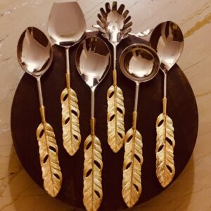 FEATHER SALAD SERVING SPOON SET OF 6