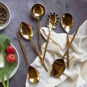 SALAD SERVING SPOON SET OF 6 GOLD