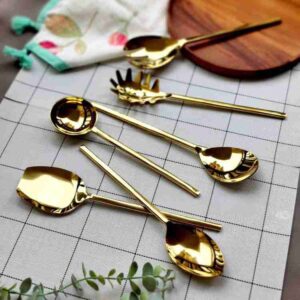 SALAD SERVING SPOON SET OF 6 GOLD