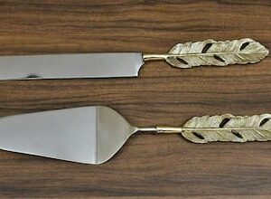 FEATHER CAKE SERVERS SET OF 2