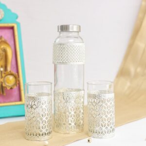 GERMAN SILVER BOTTLE WITH GLASS