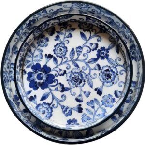 ROUND TRAY SET OF 2 FLOWER PRINTED