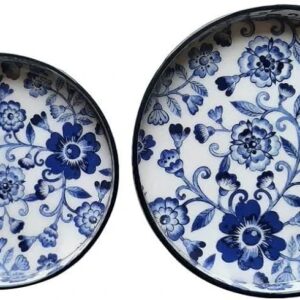 ROUND TRAY SET OF 2 FLOWER PRINTED