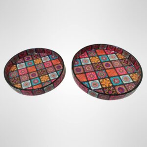 ROUND TRAY SET OF 2 PRINTED (Copy)