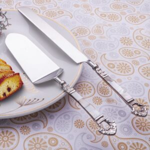 MOTHER OF PEARL CAKE SERVER NICKEL PLATED