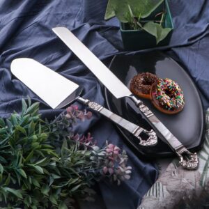 MOTHER OF PEARL CAKE SERVER NICKEL PLATED