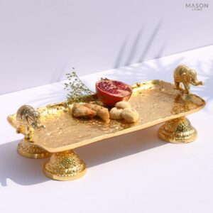 GOLDEN ELEPHANT DECORATIVE SERVING TRAY