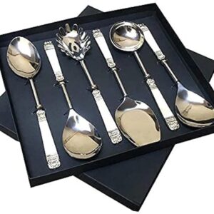MOTHER OF PEARL SERVING SPOON SET OF 6 SILVER HANDLE (Copy)