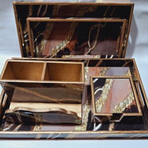 Tray Set of 3 (Resin Coated MDF + Gold Foil) COMBO