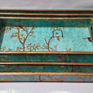 MDF TRAY SET OF 3 GOLD FOILING RESIN CATED
