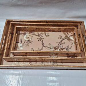 MDF TRAY SET OF 3 GOLD FOILING RESIN CATED