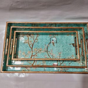 MDF TRAY SET OF 3 GOLD FOILING RESIN CATED
