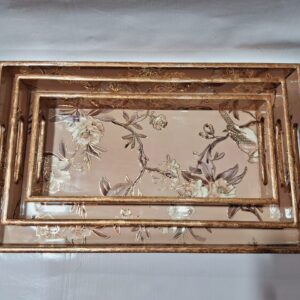 MDF TRAY SET OF 3 GOLD FOILING RESIN CATED