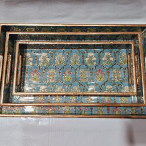 MDF TRAY SET OF 3 GOLD FOILING RESIN CATED