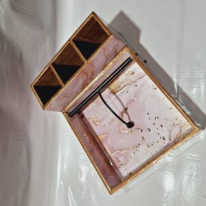 MDF Tissue + Cutlery Holder with Gold Foiling & Resin Coating