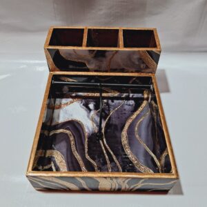 MDF Tissue + Cutlery Holder with Gold Foiling & Resin Coating